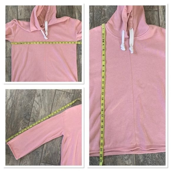 Madewell Pink Long Bell Sleeve Hoodie Drawstring Sweatshirt XS - Picture 11 of 11